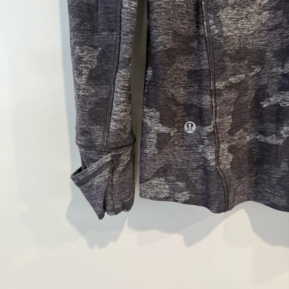 Lululemon Warm Stabilizer 1/2 Zip Hoodie Incognito Camo HTR Black
